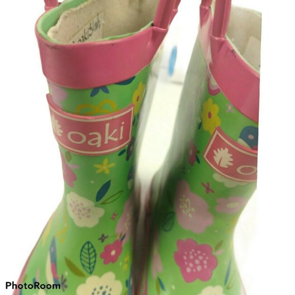 Oaki Shoes Oaki Girls Rain Boots Size 5 Green Floral Rubber Poshmark